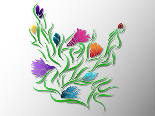 Abstract Flower Digital Illustration - Colorful Spring Floral Design Color Gradient Background