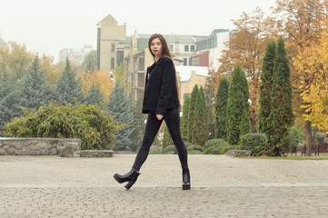Full-length portrait of a beautiful slender girl