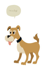 Cute Dog and speech balloon isolated on white background