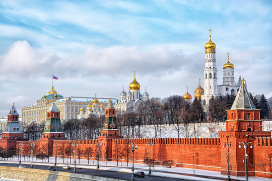 View on Moscow Kremlin in winter, Russia