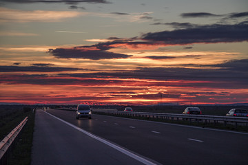 Fototapeta premium Sunset in the highway