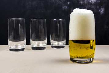 Stein with fresh beer.