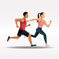 Obraz na płótnie Canvas People running fitness lifestyle