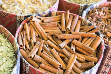 herbs and spices on a middle eastern market