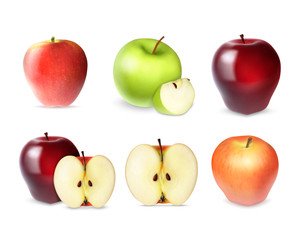 Set of apple with slices