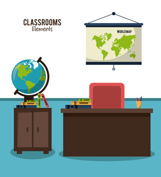 Classroom elements design icon vector illustration graphic design