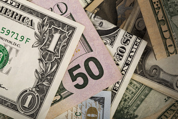 Background from money &ndash; 1, 5, 10, 50 dollars