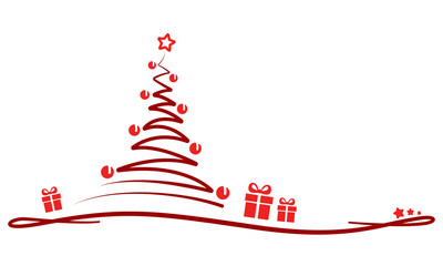 Weihnachten - "Weihnachtsbaum mit Geschenken" (in Weiß/ Rot)