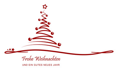 Weihnachten - Grußkarte "Abstrakter Weihnachtsbaum" (Weiß/ Rot)