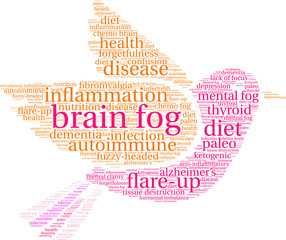 Brain Fog Word Cloud on a white background. 
