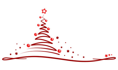 Weihnachten - "Abstrakter Weihnachtsbaum" (in Weiß/ Rot)