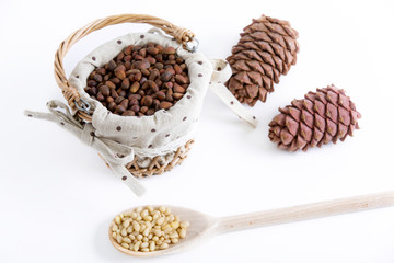 Nuts on a white background