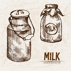 Digital vector detailed line art milk