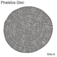 monochrome vector illustration with Phaistos disc for your design