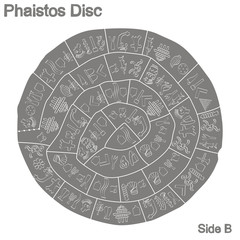 monochrome vector illustration with Phaistos disc for your design