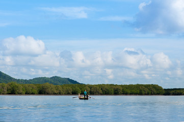 Obraz na płótnie Canvas Thai longtail fishing boat in Tung Yee Peng Koh Lanta island, Krabi, Thailand