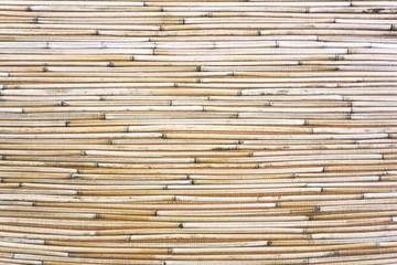 Texture of brown bamboo curtain close up.