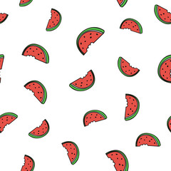 Seamless pattern background with watermelon slice