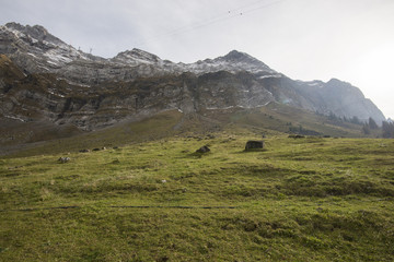 Beautiful view of valley mountain Saentis, Switzerland