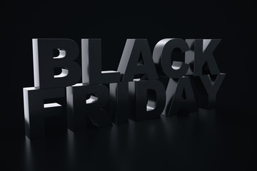 3D Rendering Black Friday, sale message for shop. Business hopping store banner for Black Friday. Black Friday sale inscription design template. Banner for your design