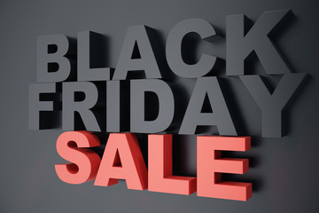 3D Rendering Black Friday, sale message for shop. Business hopping store banner for Black Friday. Black Friday sale inscription design template. Banner for your design