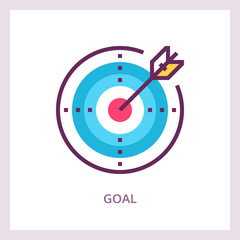 Goal achievement icon. Aim business concept. Vector linear pictogram.