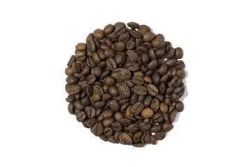Coffee beans isolated on white background, copy space