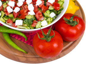 Bowl of Healthy Green Salad with Vegetables Top View