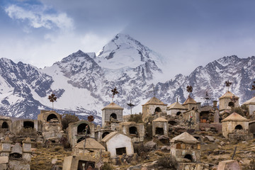 Graveyard at the foot of Huyana Potosi in the Cordillera Real of Bolivia