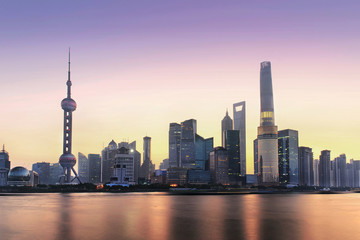 Shanghai cityscape and skyline at sunrise