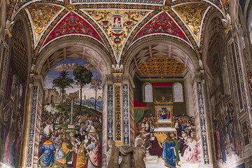Fototapeta na wymiar The Piccolomini library, Siena cathedral, Siena, Italy