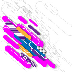 Trendy banner from various rounded shapes in color. Vector illustration.