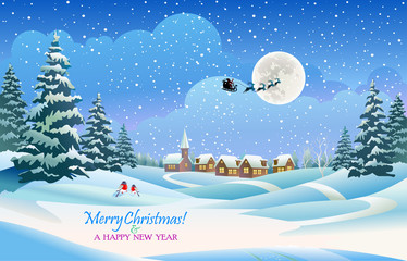 Santa Claus is flying in the Christmas night