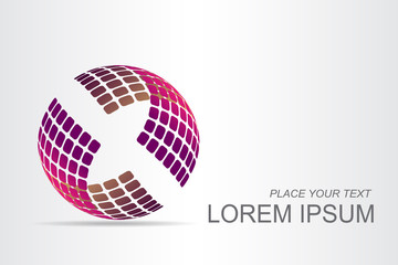 Logo stylized spherical surface with abstract shapes