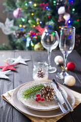 Table served for Christmas dinner