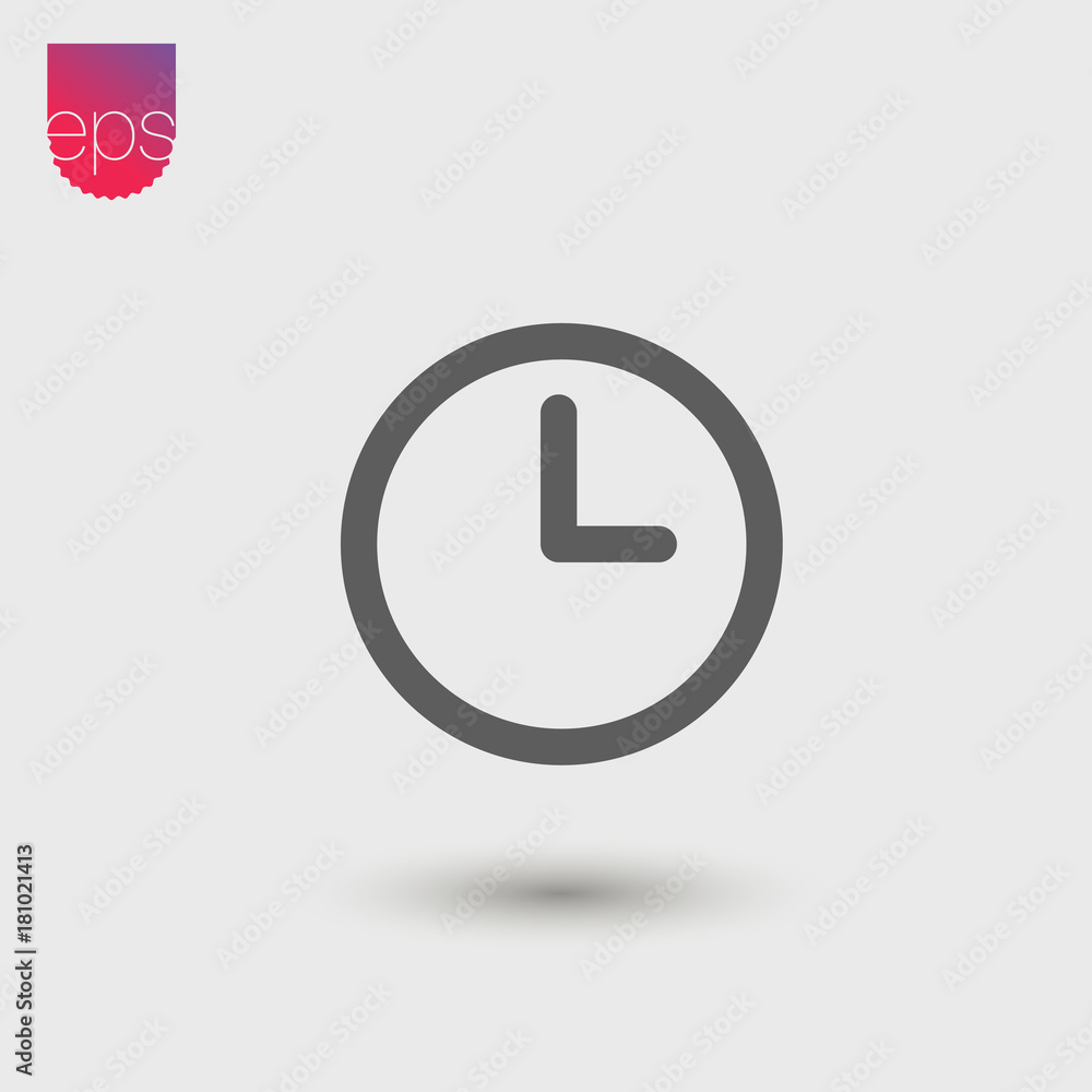 Poster Clock simple Vector Icon. Vector emblem isolated on grey background. Vector pictogram clipart