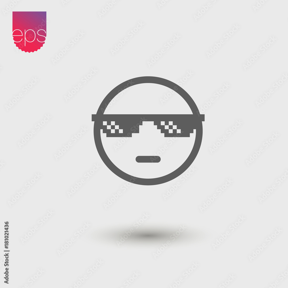 Poster Cool Face Simple Vector Icon. Vector Emblem. Vector Pictogram Clipart