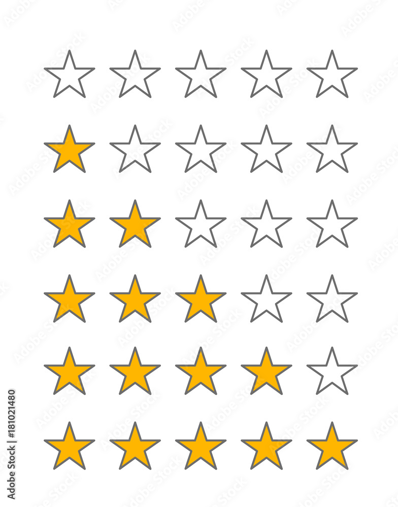 Poster different star icons vector set