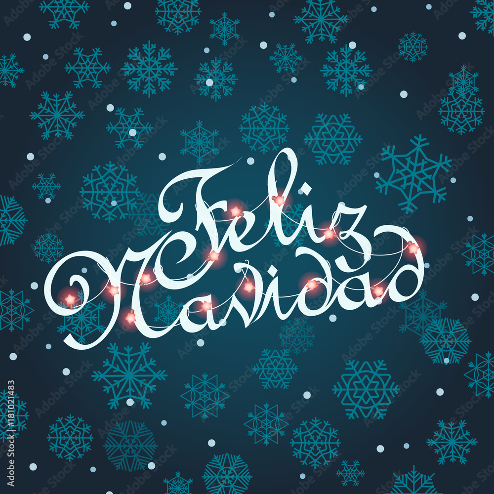 Poster feliz navidad greeting card. vector template for christmas greetings. vector text calligraphic lette