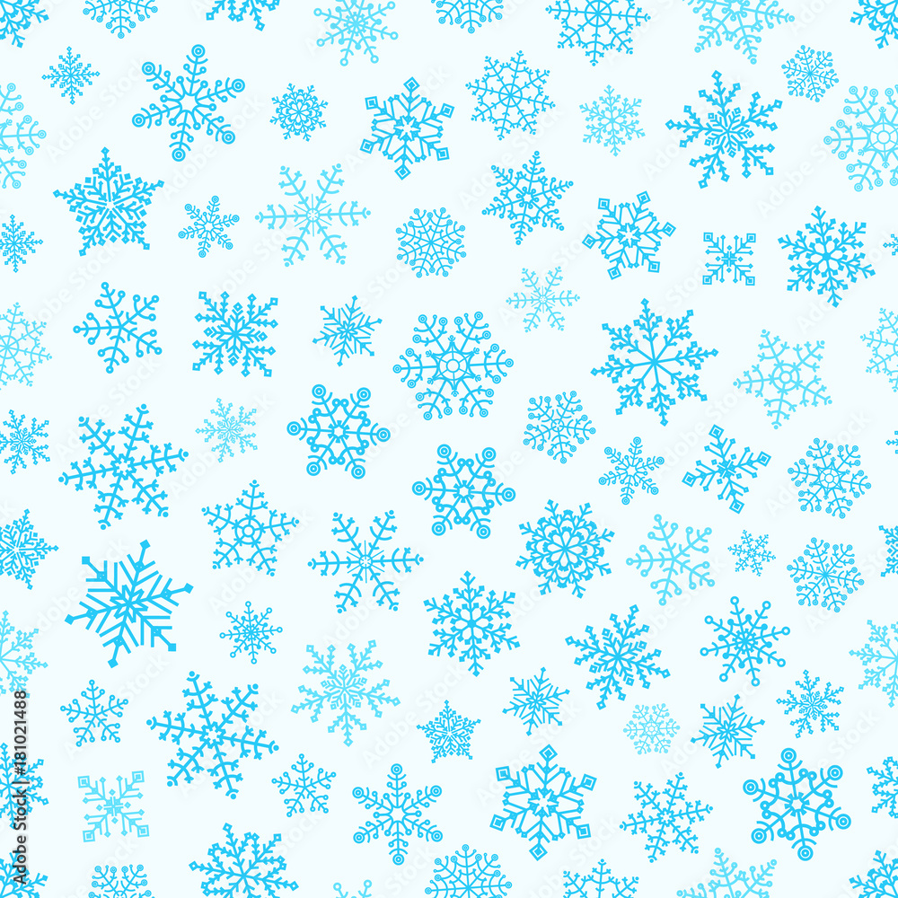 Poster Different snowflake elements seamless pattern