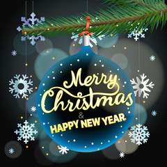 Merry Christmas and Happy New Year greeting card. Vector illustration
