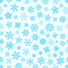 Different snowflake elements seamless pattern