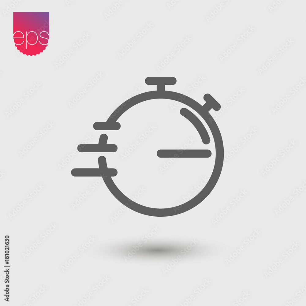 Aufkleber Stopwatch simple Vector Icon. Vector emblem isolated on grey background. Vector