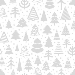 Winter forest seamless pattern. Christmas greeting card