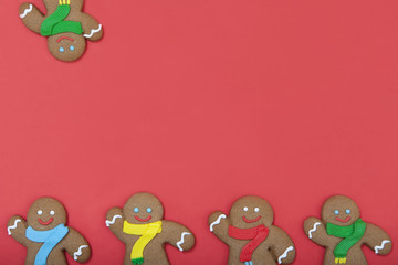 Obraz premium Christmas Cookies on Red Background