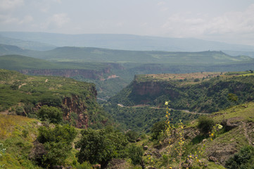 Fototapeta na wymiar Ethiopian Countryside Landscape with Canyon in the Amhara Region