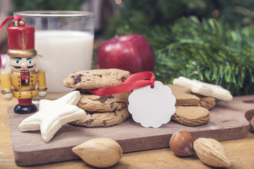 Christmas Cookies with Milk and Blank Tag