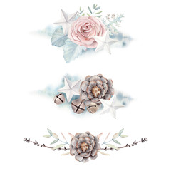 watercolor set of  botanical illustrations.