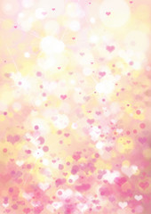 Vector pink bokeh  background with hearts.