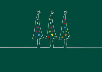 3 Abstract Christmas Trees Christmas Balls Green/Color